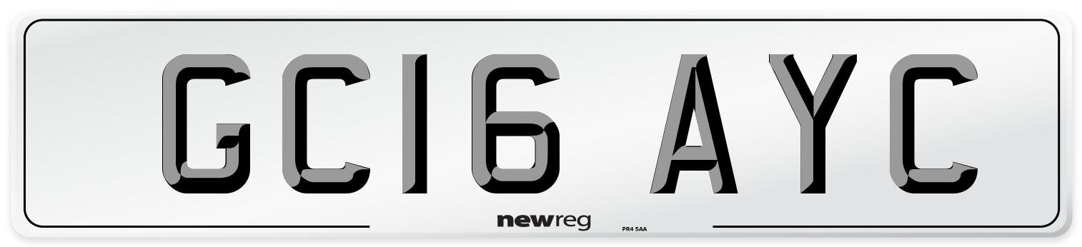 GC16 AYC Number Plate from New Reg